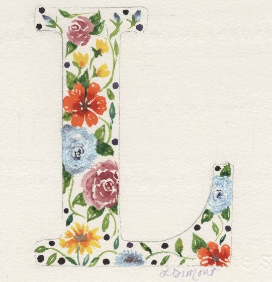 White Floral Initial - L