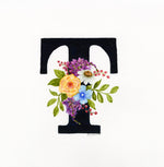 Load image into Gallery viewer, Black Floral Initial - T
