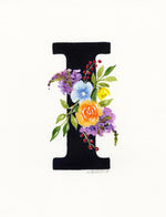 Load image into Gallery viewer, Black Floral Initial - I
