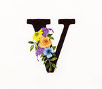 Load image into Gallery viewer, Black Floral Initial - V
