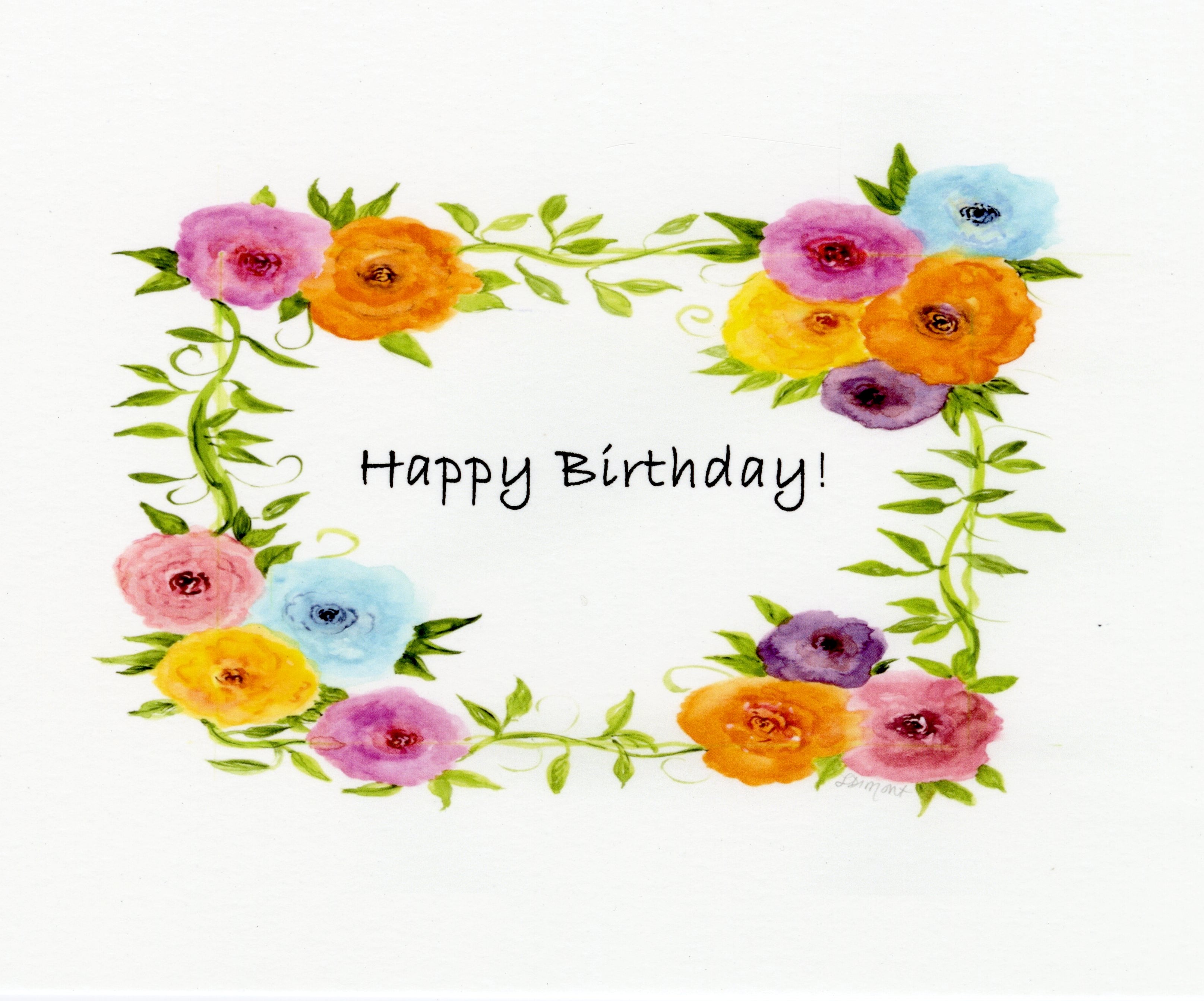 Happy Birthday Floral Wreath